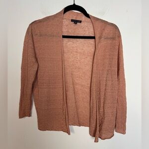 Eileen Fisher Oragnic Linen Coffee cream cardigan textured size small